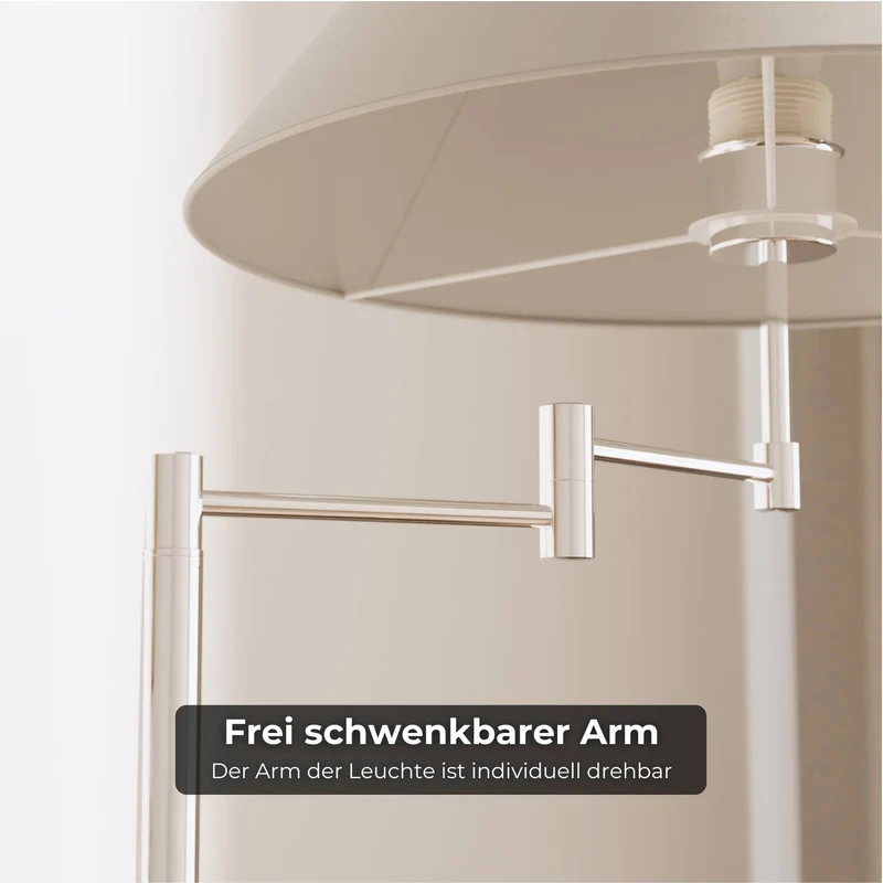 Elegante chromen vloerlamp met verstelbare arm en leesfunctie | Sansoti