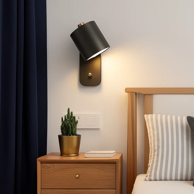 Wandlamp Metaal E27 Zwart Wit Slaapkamer Woonkamer Schakelaar Nordische Muurlamp Leeslamp Trap Hal Nachtkastlamp | Sansoti