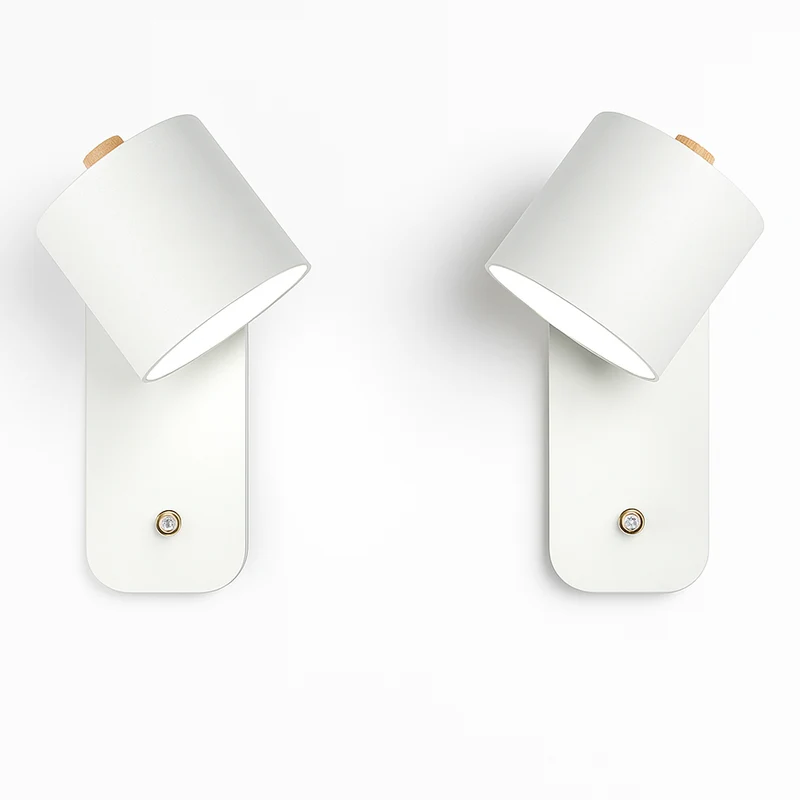 Wandlamp Metaal E27 Zwart Wit Slaapkamer Woonkamer Schakelaar Nordische Muurlamp Leeslamp Trap Hal Nachtkastlamp | Sansoti