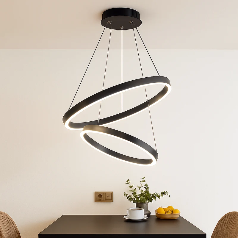 Ringkroonluchter LED 3 Ringen Wit Woonkamer Eetkamer Dimbaar Moderne Hanglamp Cirkels Plafondlamp Rond Interieur | Sansoti