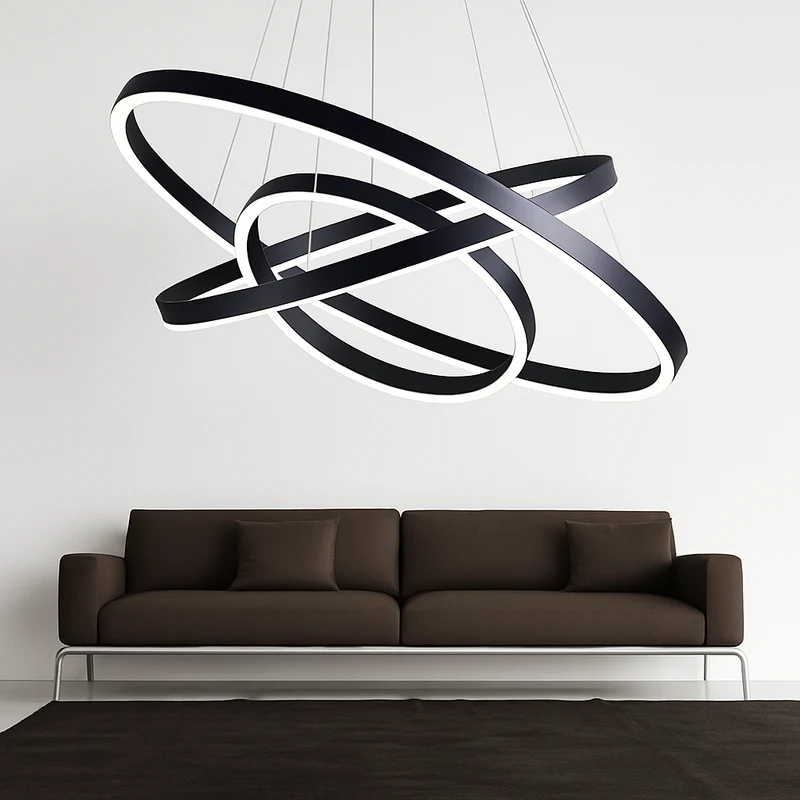 Ringkroonluchter LED 3 Ringen Wit Woonkamer Eetkamer Dimbaar Moderne Hanglamp Cirkels Plafondlamp Rond Interieur | Sansoti