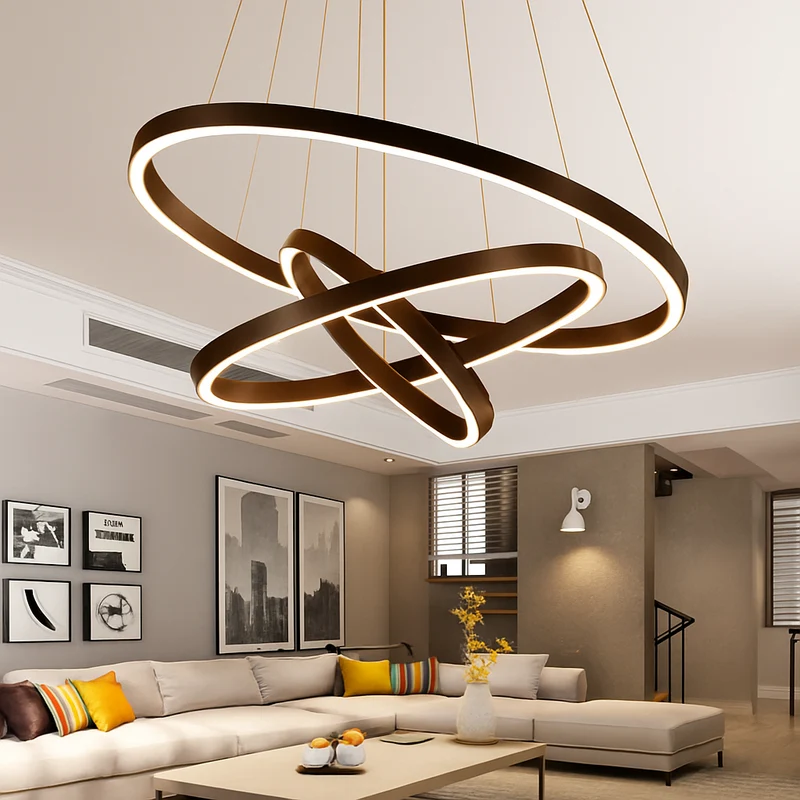 Ringkroonluchter LED 3 Ringen Wit Woonkamer Eetkamer Dimbaar Moderne Hanglamp Cirkels Plafondlamp Rond Interieur | Sansoti