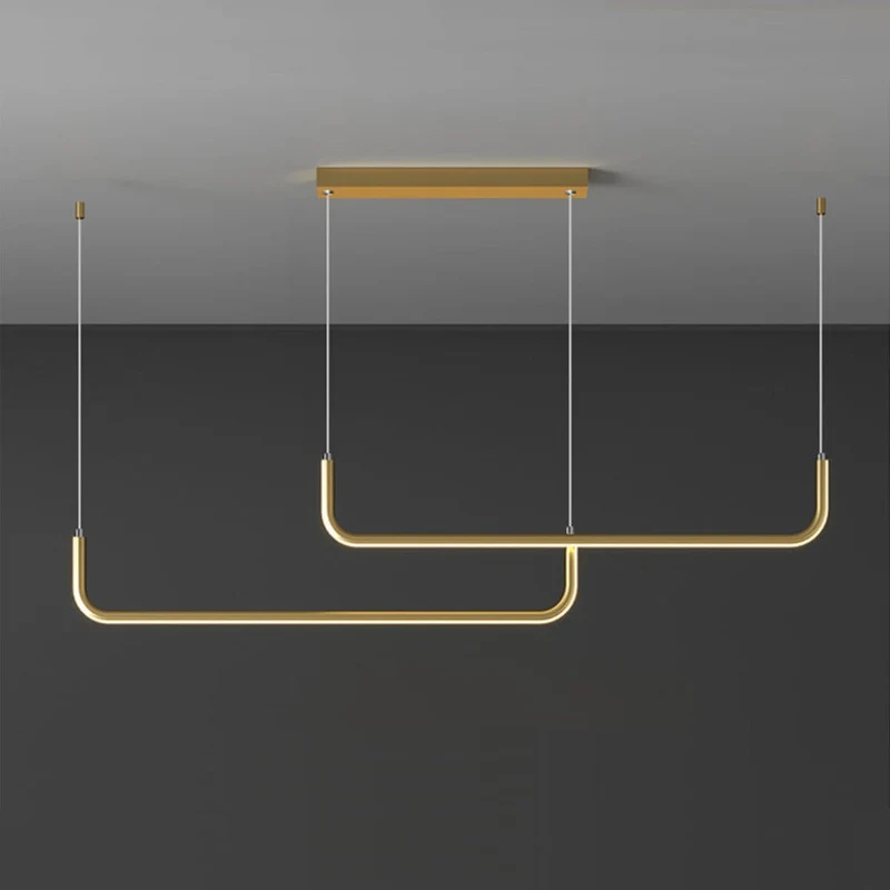 Hanglamp LED Aluminium Zwart Modern Eetkamer Woonkamer Dimbaar Lineaire Pendellamp Minimalistische Plafondlamp Tafel | Sansoti