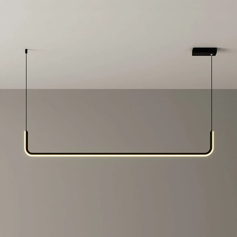 Hanglamp LED Aluminium Zwart Modern Eetkamer Woonkamer Dimbaar Lineaire Pendellamp Minimalistische Plafondlamp Tafel | Sansoti
