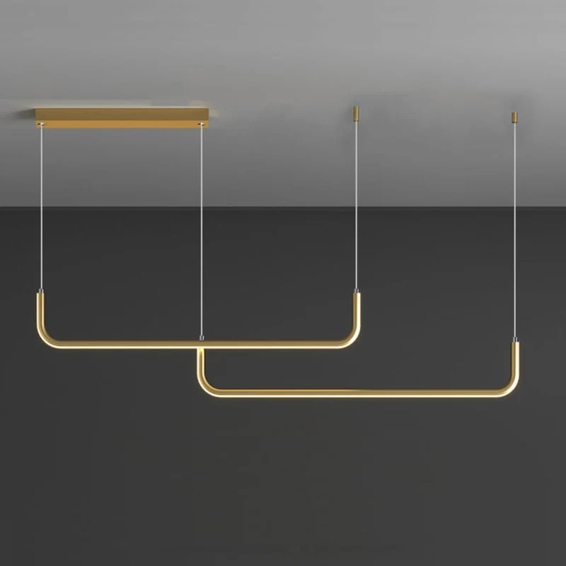Hanglamp LED Aluminium Zwart Modern Eetkamer Woonkamer Dimbaar Lineaire Pendellamp Minimalistische Plafondlamp Tafel | Sansoti