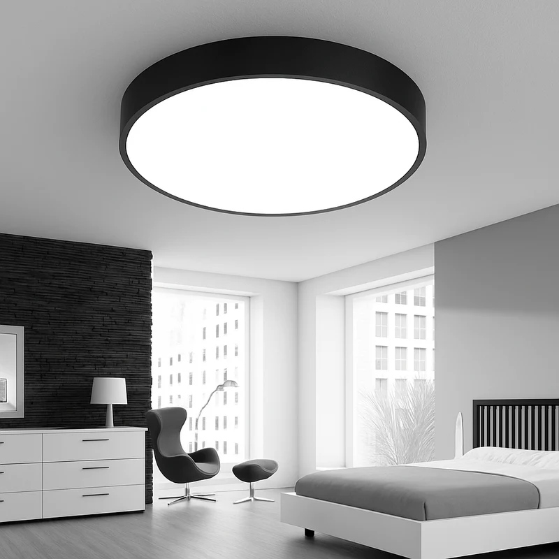 LED Plafondlamp Rond Dimbaar IJzer Frosted Glas Zwart Wit Woonkamer Slaapkamer Keuken Plafonnière Modern Minimalistisch 23cm 30cm 40cm 50cm 60cm | Sansoti