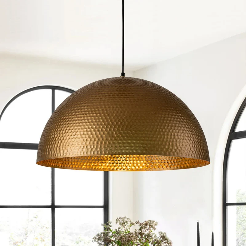Koepel Hanglamp Gehamerd Metaal Messing Zilver 40cm 60cm Keukeneiland Eetkamer Woonkamer Entree Vintage Industrieel Dimbaar E26 | Sansoti