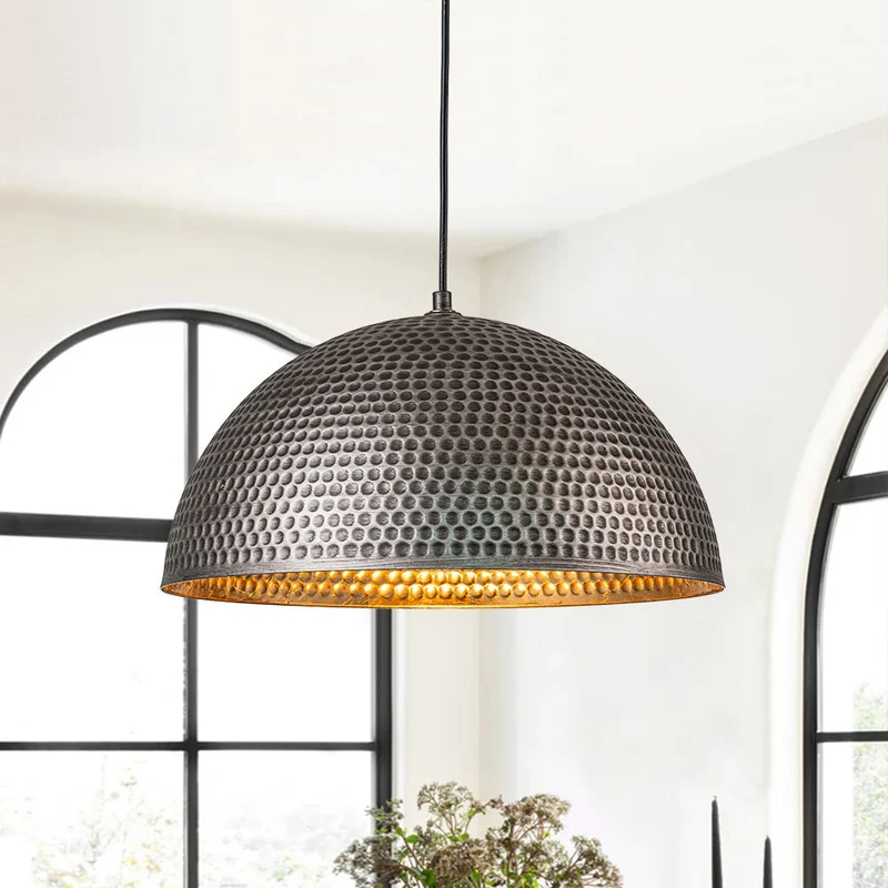 Koepel Hanglamp Gehamerd Metaal Messing Zilver 40cm 60cm Keukeneiland Eetkamer Woonkamer Entree Vintage Industrieel Dimbaar E26 | Sansoti