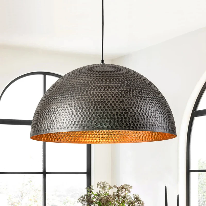 Koepel Hanglamp Gehamerd Metaal Messing Zilver 40cm 60cm Keukeneiland Eetkamer Woonkamer Entree Vintage Industrieel Dimbaar E26 | Sansoti