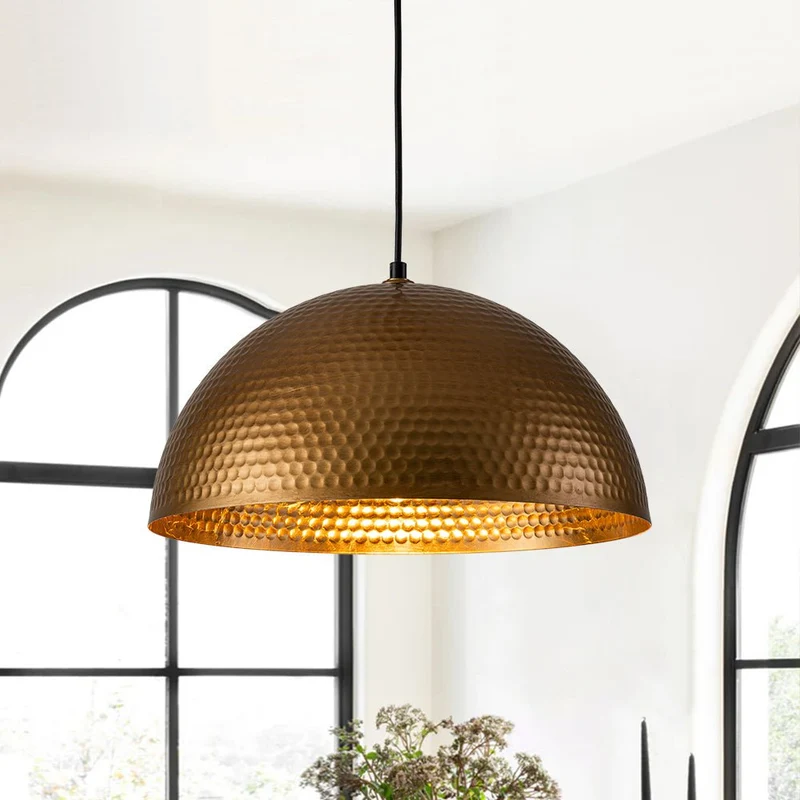 Koepel Hanglamp Gehamerd Metaal Messing Zilver 40cm 60cm Keukeneiland Eetkamer Woonkamer Entree Vintage Industrieel Dimbaar E26 | Sansoti