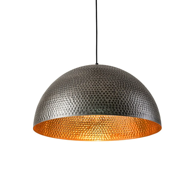 Koepel Hanglamp Gehamerd Metaal Messing Zilver 40cm 60cm Keukeneiland Eetkamer Woonkamer Entree Vintage Industrieel Dimbaar E26 | Sansoti