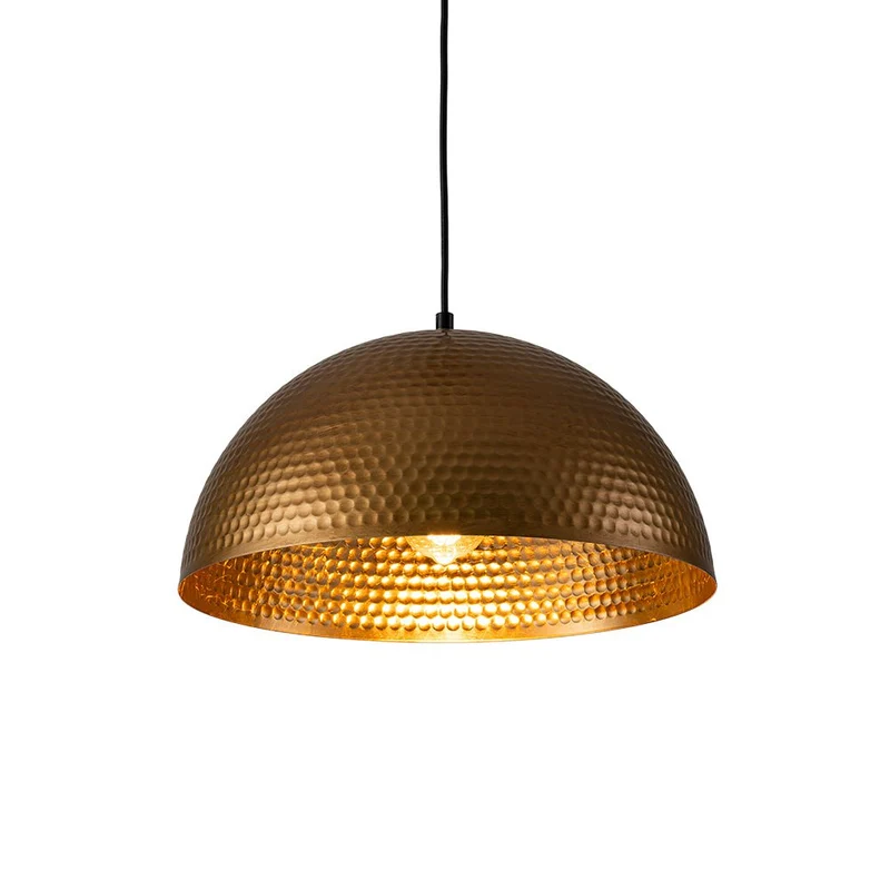 Koepel Hanglamp Gehamerd Metaal Messing Zilver 40cm 60cm Keukeneiland Eetkamer Woonkamer Entree Vintage Industrieel Dimbaar E26 | Sansoti