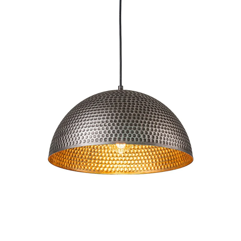 Koepel Hanglamp Gehamerd Metaal Messing Zilver 40cm 60cm Keukeneiland Eetkamer Woonkamer Entree Vintage Industrieel Dimbaar E26 | Sansoti