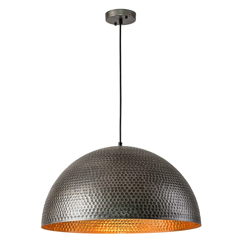 Koepel Hanglamp Gehamerd Metaal Messing Zilver 40cm 60cm Keukeneiland Eetkamer Woonkamer Entree Vintage Industrieel Dimbaar E26 | Sansoti