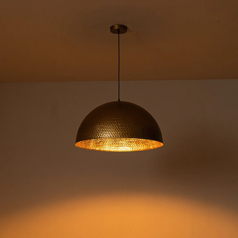 Koepel Hanglamp Gehamerd Metaal Messing Zilver 40cm 60cm Keukeneiland Eetkamer Woonkamer Entree Vintage Industrieel Dimbaar E26 | Sansoti