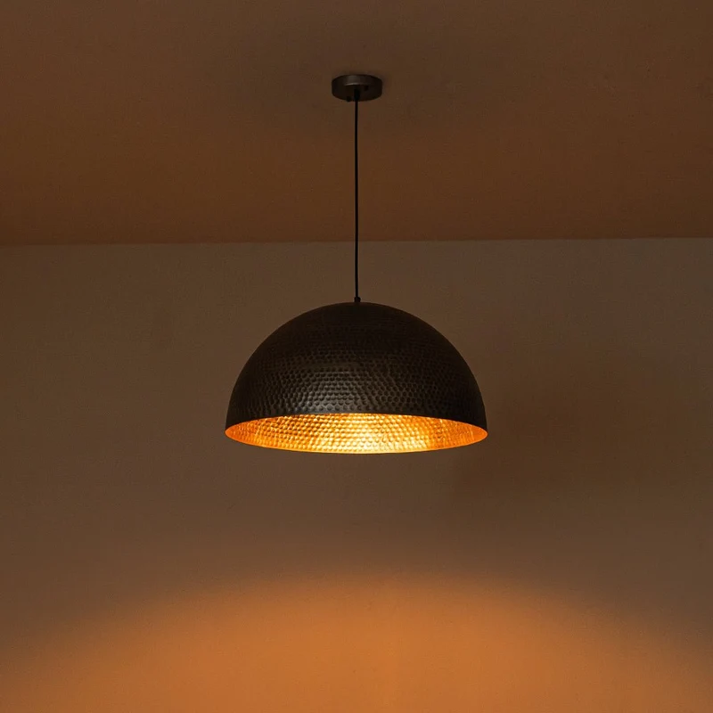 Koepel Hanglamp Gehamerd Metaal Messing Zilver 40cm 60cm Keukeneiland Eetkamer Woonkamer Entree Vintage Industrieel Dimbaar E26 | Sansoti
