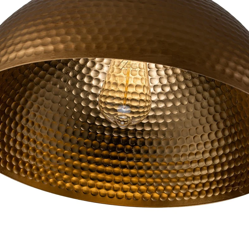 Koepel Hanglamp Gehamerd Metaal Messing Zilver 40cm 60cm Keukeneiland Eetkamer Woonkamer Entree Vintage Industrieel Dimbaar E26 | Sansoti