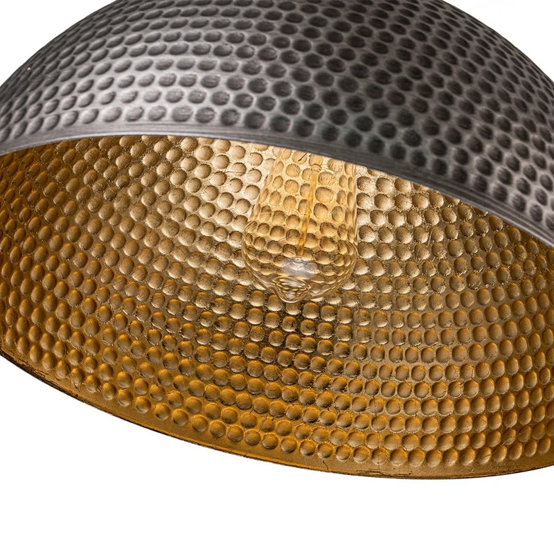 Koepel Hanglamp Gehamerd Metaal Messing Zilver 40cm 60cm Keukeneiland Eetkamer Woonkamer Entree Vintage Industrieel Dimbaar E26 | Sansoti