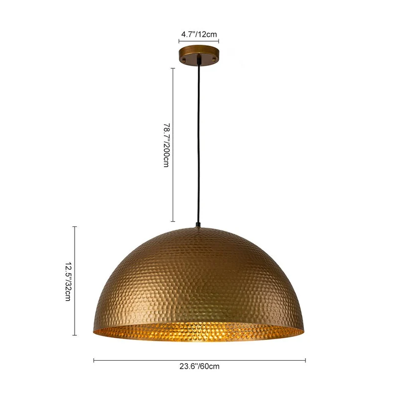 Koepel Hanglamp Gehamerd Metaal Messing Zilver 40cm 60cm Keukeneiland Eetkamer Woonkamer Entree Vintage Industrieel Dimbaar E26 | Sansoti