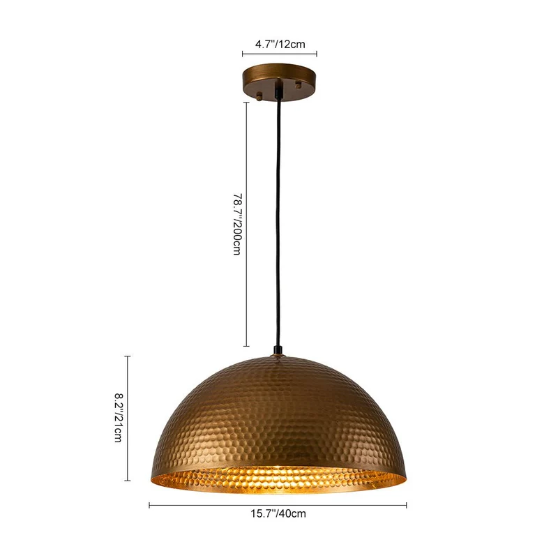 Koepel Hanglamp Gehamerd Metaal Messing Zilver 40cm 60cm Keukeneiland Eetkamer Woonkamer Entree Vintage Industrieel Dimbaar E26 | Sansoti