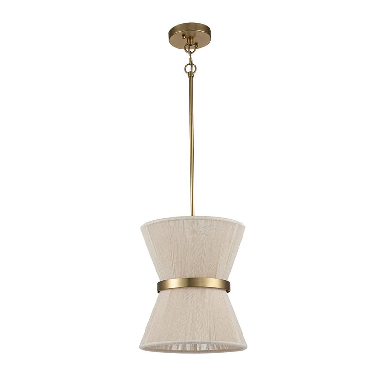 Hanglamp Touw Gevlochten Messing Beige Zwart Bohemian Drum Eetkamer Woonkamer Slaapkamer Entree Farmhouse Coastal Verstelbaar E26 E12 | Sansoti