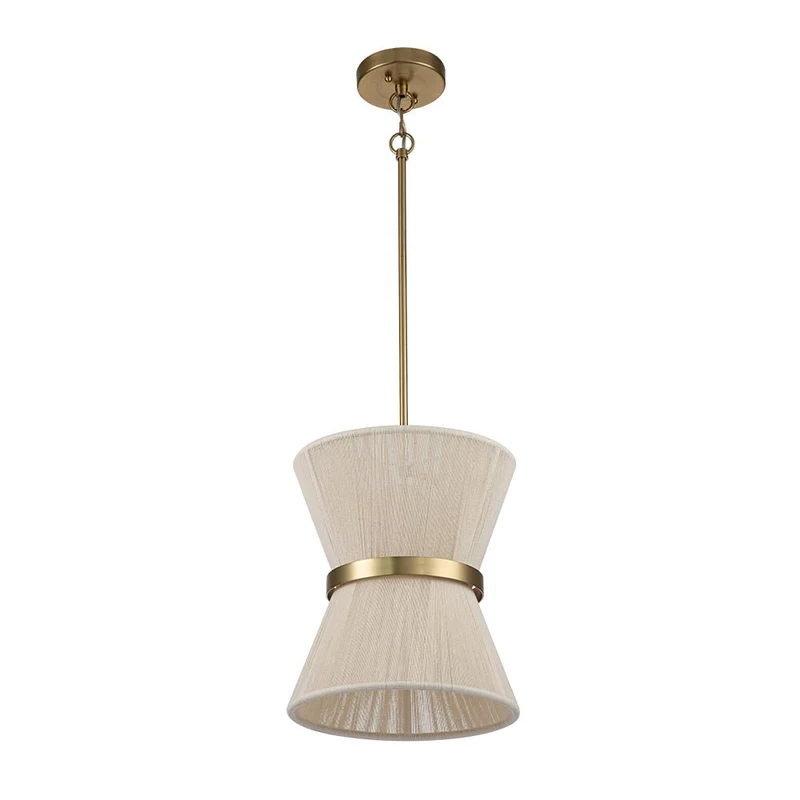 Hanglamp Touw Gevlochten Messing Beige Zwart Bohemian Drum Eetkamer Woonkamer Slaapkamer Entree Farmhouse Coastal Verstelbaar E26 E12 | Sansoti