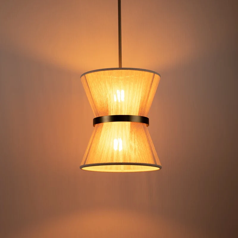 Hanglamp Touw Gevlochten Messing Beige Zwart Bohemian Drum Eetkamer Woonkamer Slaapkamer Entree Farmhouse Coastal Verstelbaar E26 E12 | Sansoti