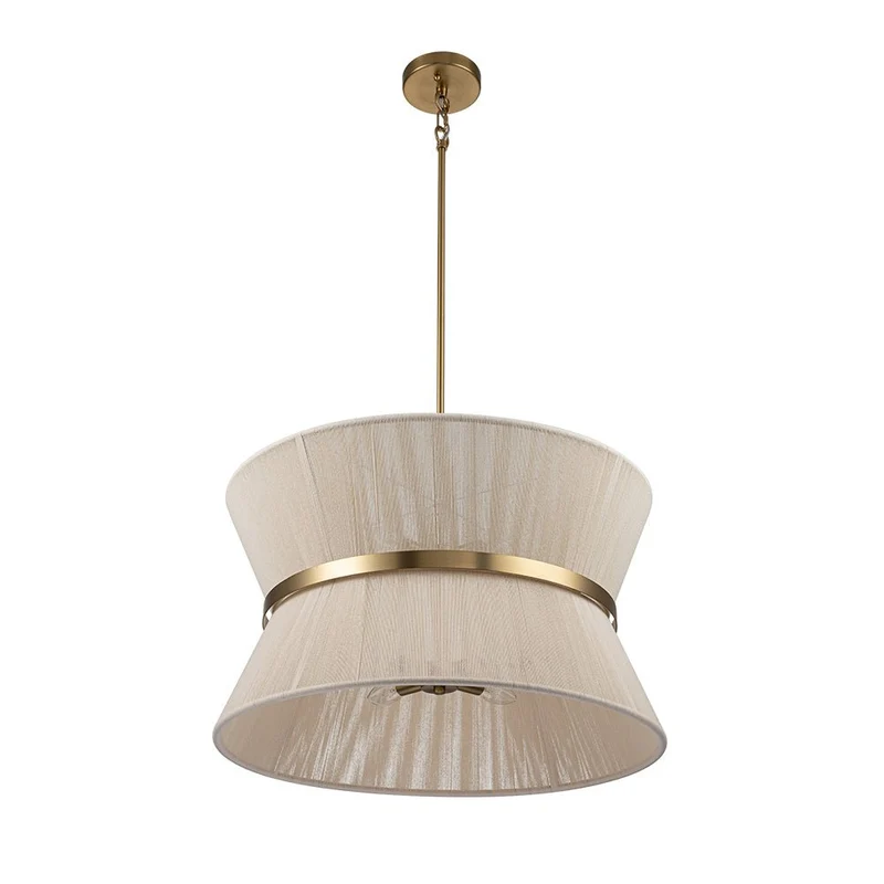 Hanglamp Touw Gevlochten Messing Beige Zwart Bohemian Drum Eetkamer Woonkamer Slaapkamer Entree Farmhouse Coastal Verstelbaar E26 E12 | Sansoti