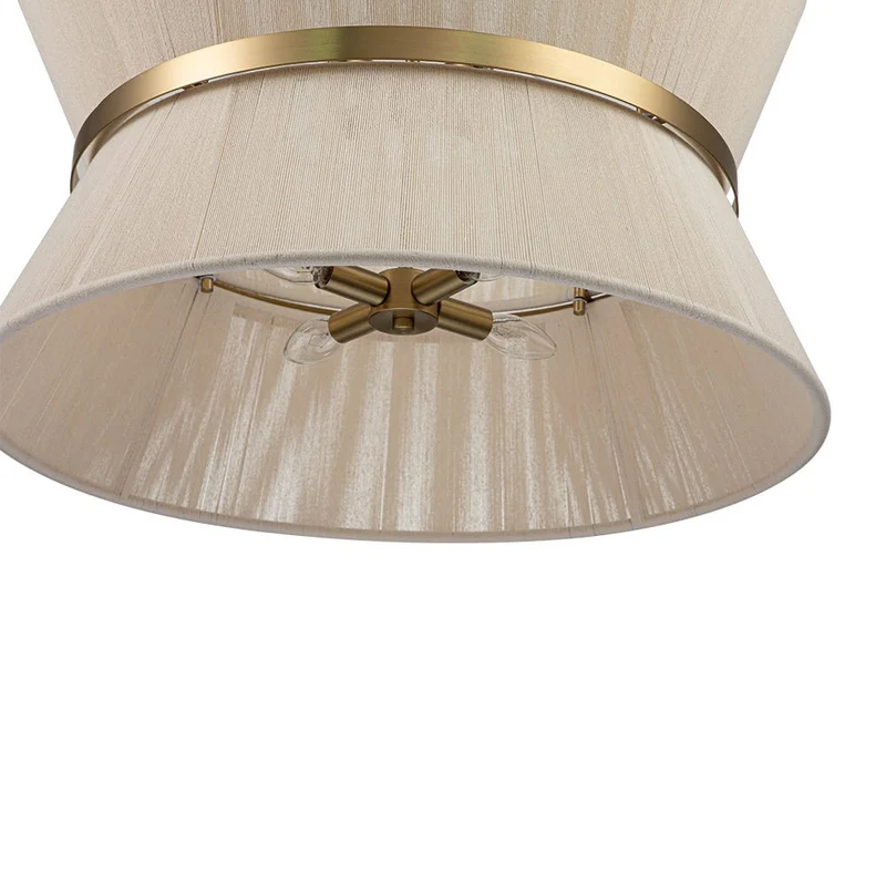 Hanglamp Touw Gevlochten Messing Beige Zwart Bohemian Drum Eetkamer Woonkamer Slaapkamer Entree Farmhouse Coastal Verstelbaar E26 E12 | Sansoti