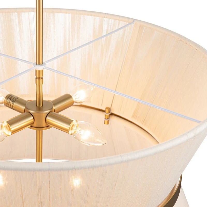 Hanglamp Touw Gevlochten Messing Beige Zwart Bohemian Drum Eetkamer Woonkamer Slaapkamer Entree Farmhouse Coastal Verstelbaar E26 E12 | Sansoti