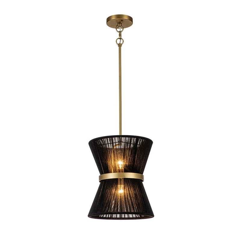 Hanglamp Touw Gevlochten Messing Beige Zwart Bohemian Drum Eetkamer Woonkamer Slaapkamer Entree Farmhouse Coastal Verstelbaar E26 E12 | Sansoti