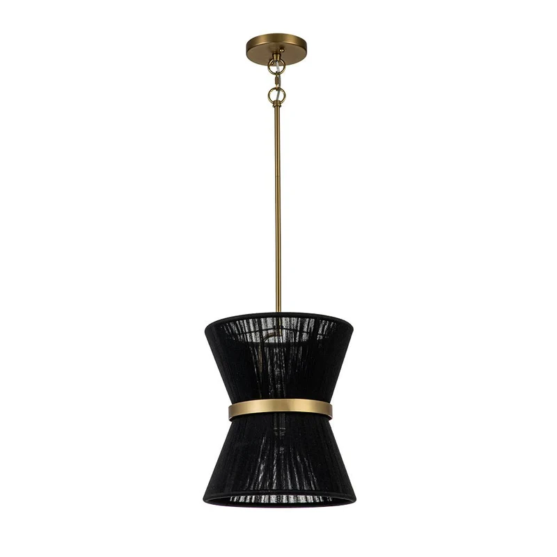 Hanglamp Touw Gevlochten Messing Beige Zwart Bohemian Drum Eetkamer Woonkamer Slaapkamer Entree Farmhouse Coastal Verstelbaar E26 E12 | Sansoti