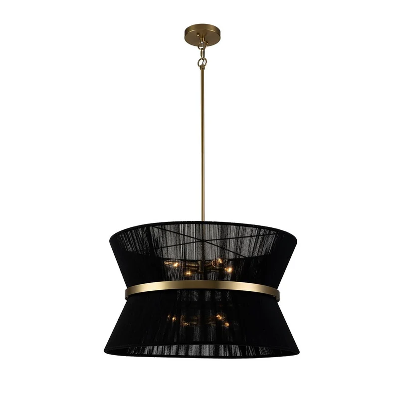 Hanglamp Touw Gevlochten Messing Beige Zwart Bohemian Drum Eetkamer Woonkamer Slaapkamer Entree Farmhouse Coastal Verstelbaar E26 E12 | Sansoti