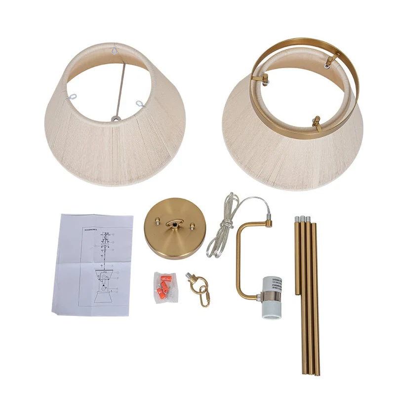 Hanglamp Touw Gevlochten Messing Beige Zwart Bohemian Drum Eetkamer Woonkamer Slaapkamer Entree Farmhouse Coastal Verstelbaar E26 E12 | Sansoti