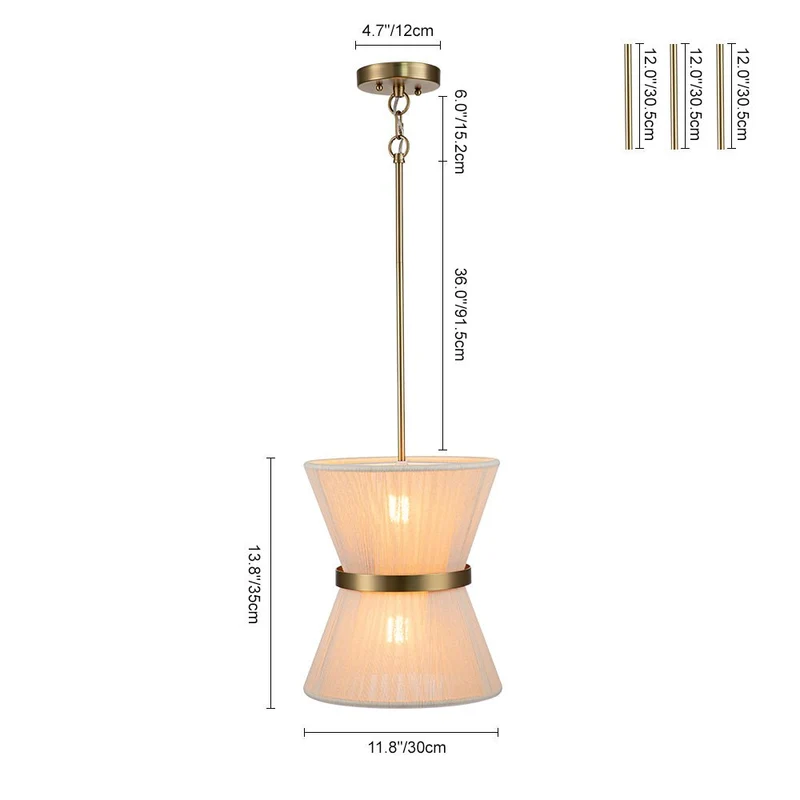 Hanglamp Touw Gevlochten Messing Beige Zwart Bohemian Drum Eetkamer Woonkamer Slaapkamer Entree Farmhouse Coastal Verstelbaar E26 E12 | Sansoti
