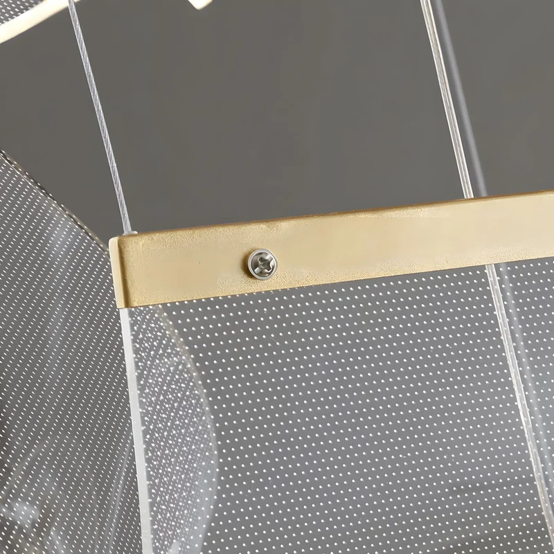 Moderne Design Kroonluchter Met Gelaagde Acryl Bladen En Verstelbare Hoogte | Sansoti