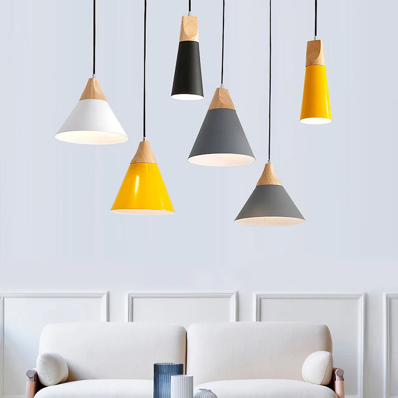 Hanglamp Hout Aluminium E27 Kleurrijk Eetkamer Woonkamer Keuken Designlamp Modern | Sansoti