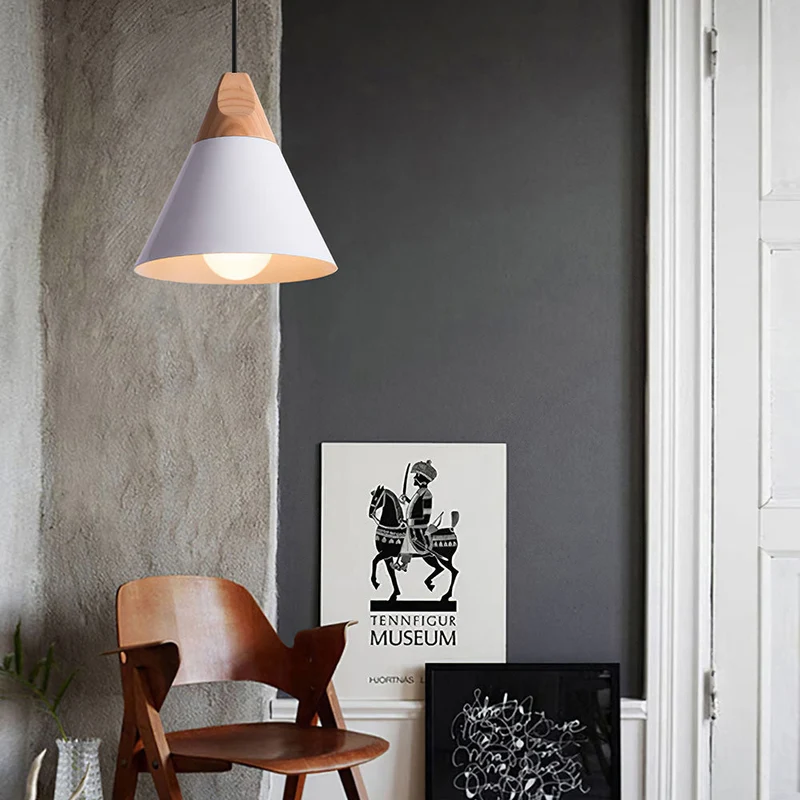 Hanglamp Hout Aluminium E27 Kleurrijk Eetkamer Woonkamer Keuken Designlamp Modern | Sansoti