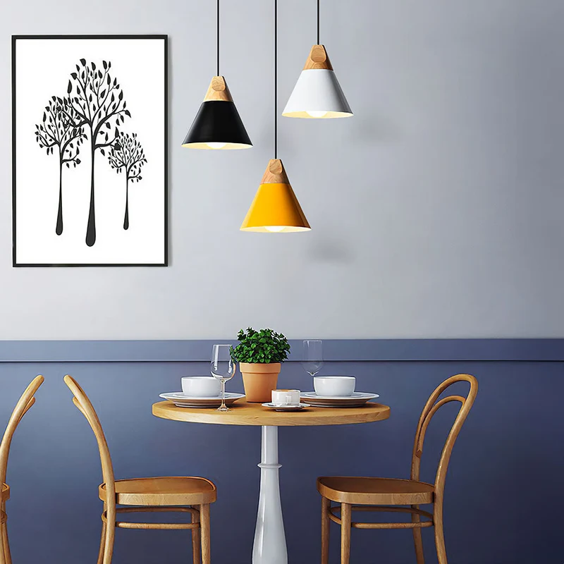 Hanglamp Hout Aluminium E27 Kleurrijk Eetkamer Woonkamer Keuken Designlamp Modern | Sansoti