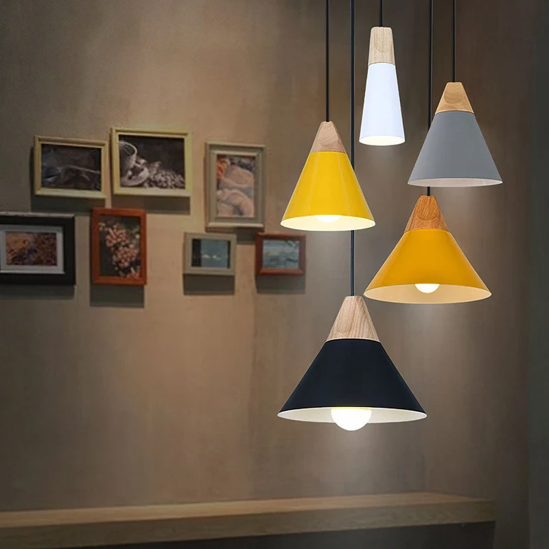 Hanglamp Hout Aluminium E27 Kleurrijk Eetkamer Woonkamer Keuken Designlamp Modern | Sansoti