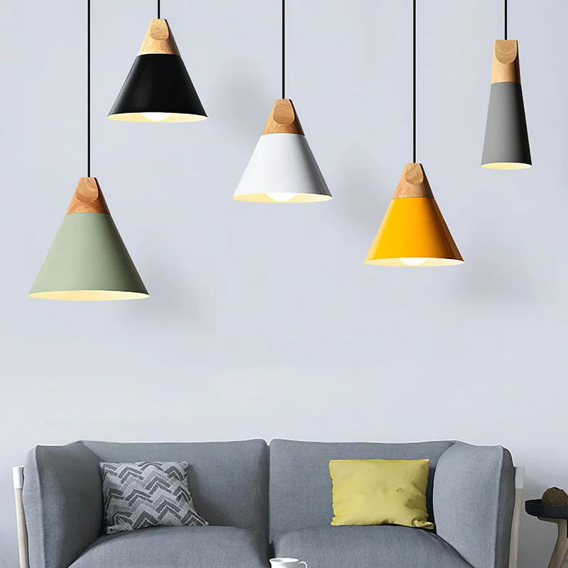 Hanglamp Hout Aluminium E27 Kleurrijk Eetkamer Woonkamer Keuken Designlamp Modern | Sansoti