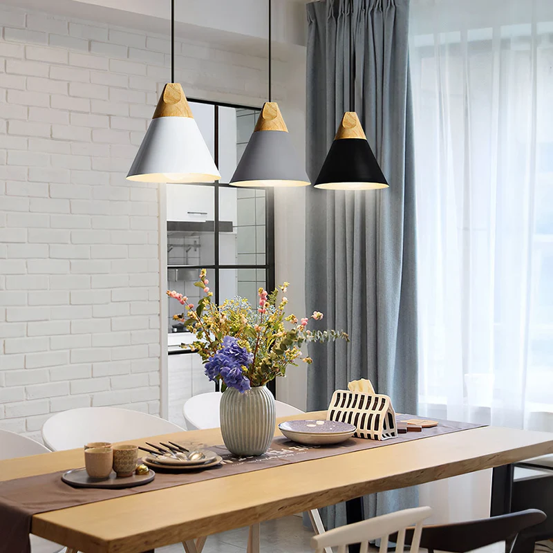 Hanglamp Hout Aluminium E27 Kleurrijk Eetkamer Woonkamer Keuken Designlamp Modern | Sansoti