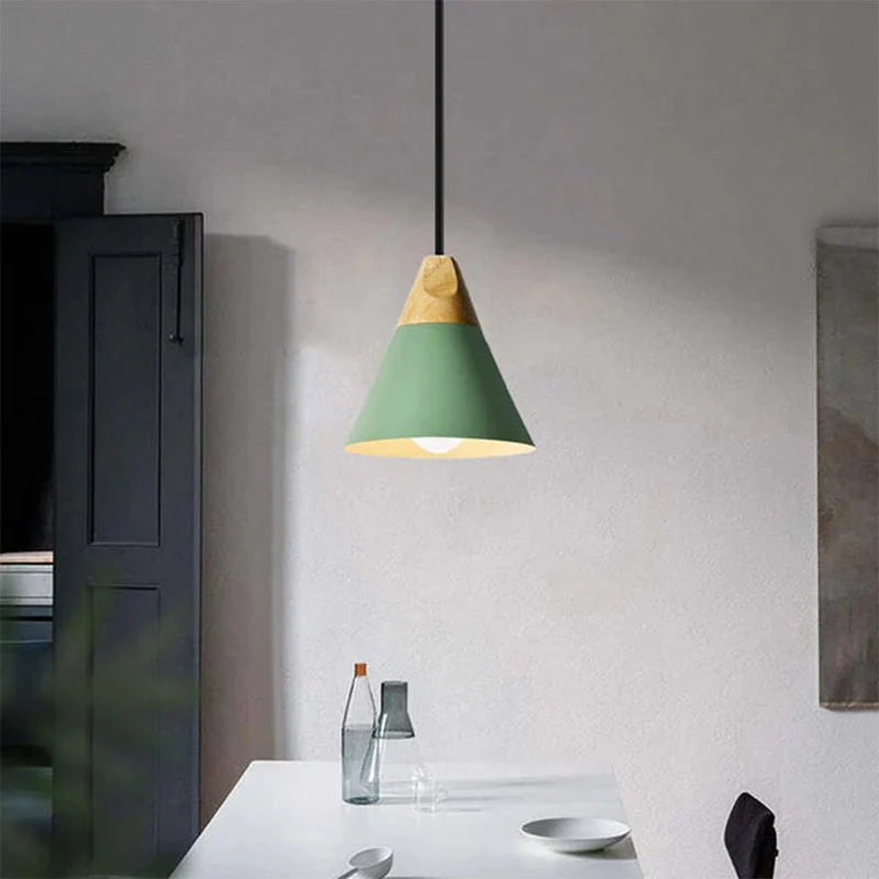 Hanglamp Hout Aluminium E27 Kleurrijk Eetkamer Woonkamer Keuken Designlamp Modern | Sansoti