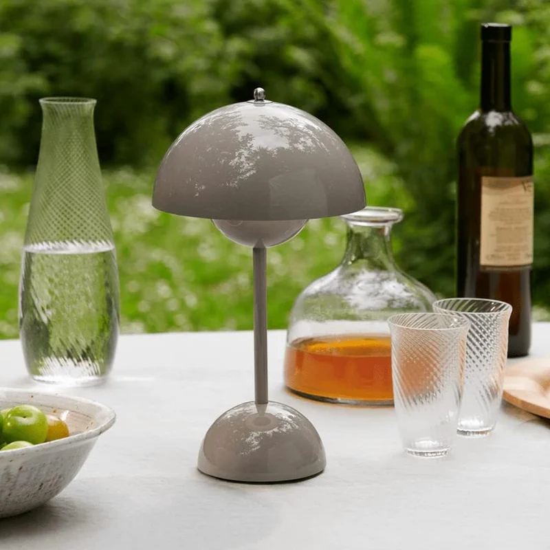 Tafellamp paddenstoel LED USB oplaadbaar draadloos nachtkastje bureau sfeerlicht interieur | Sansoti