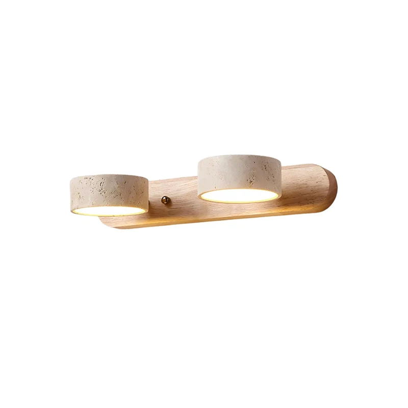 Wandlamp Travertijn Hout LED Dimbaar Woonkamer Hal Slaapkamer Dubbele Wandverlichting Modern | Sansoti