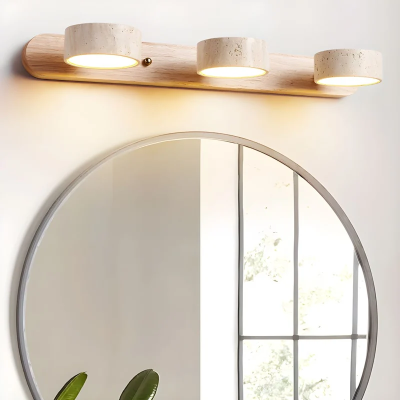 Wandlamp Travertijn Hout LED Dimbaar Woonkamer Hal Slaapkamer Dubbele Wandverlichting Modern | Sansoti