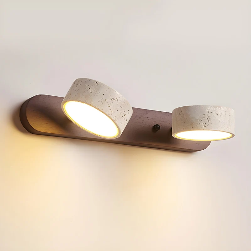 Wandlamp Travertijn Hout LED Dimbaar Woonkamer Hal Slaapkamer Dubbele Wandverlichting Modern | Sansoti