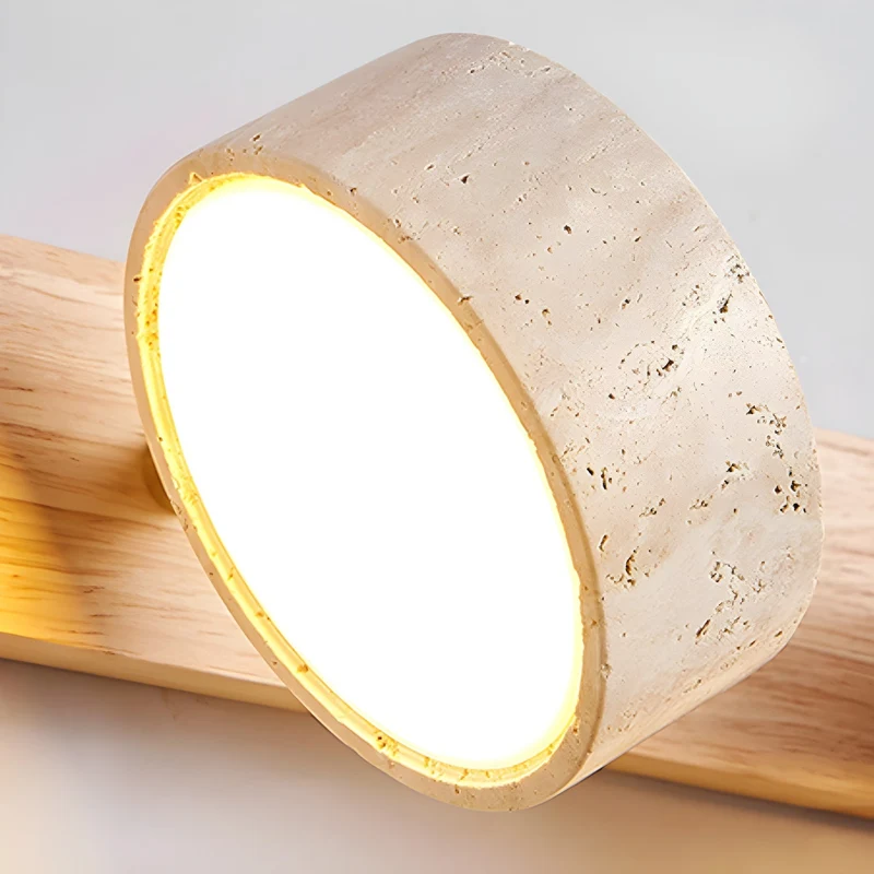 Wandlamp Travertijn Hout LED Dimbaar Woonkamer Hal Slaapkamer Dubbele Wandverlichting Modern | Sansoti