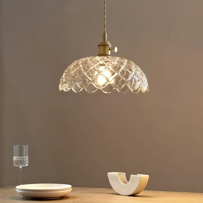 Hanglamp Glas Brons Verstelbare Kabel Woonkamer Eettafel Transparante Glazen Hanglamp Sfeerverlichting Vintage | Sansoti