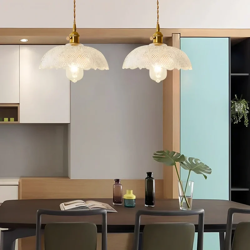 Hanglamp Glas Brons Verstelbare Kabel Woonkamer Eettafel Transparante Glazen Hanglamp Sfeerverlichting Vintage | Sansoti